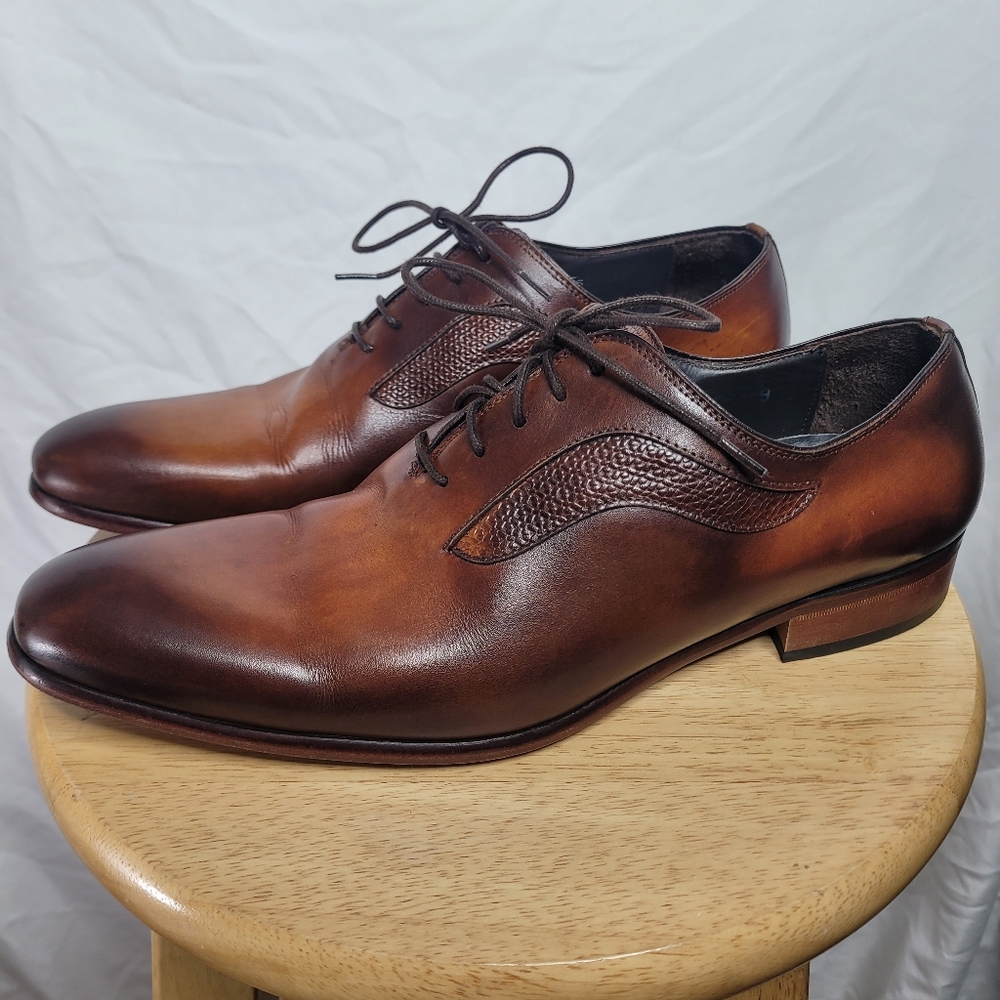 Massimo Matteo Spain Men's Oxford Burnished Brown Size 10 D Lace-up Dress shoes